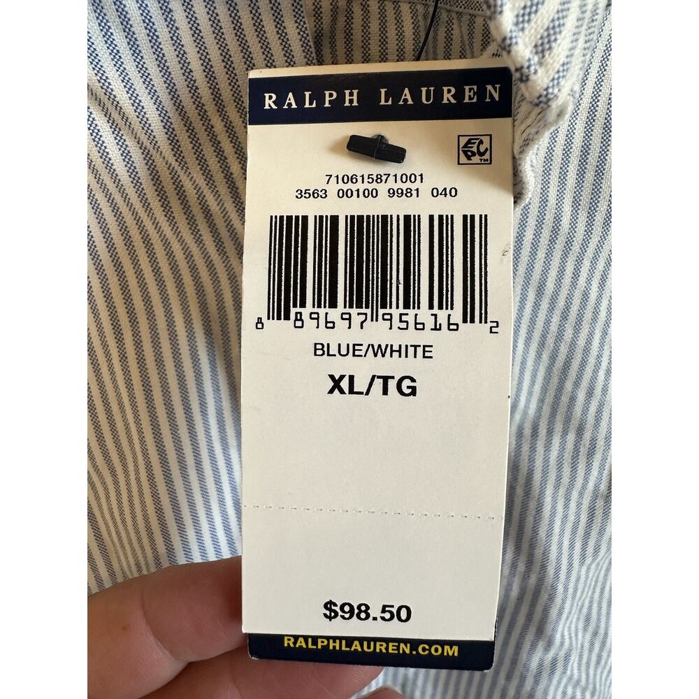 NWT Ralph Lauren Oxford Blue/white Classic Button Down Polo Long Sleeve $98 XL - Picture 5 of 10